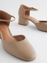 Taupe Brown Standard/Wide Fit Forever Comfort® Leather Round Toe Block Heels - Image 3 of 6