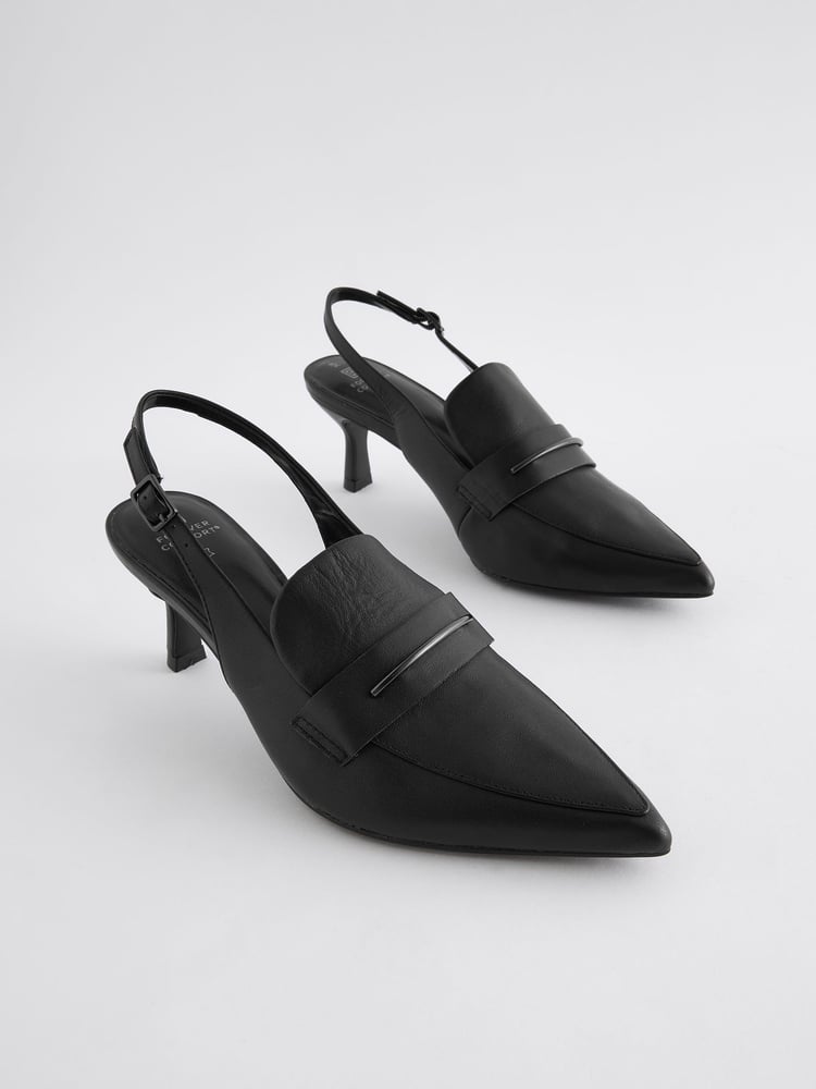 Black Forever Comfort® Point Toe Heeled Loafers - Image 1 of 5