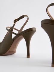 Khaki Green Forever Comfort® Leather T-Bar Point Toe Heels - Image 4 of 5