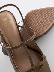 Khaki Green Forever Comfort® Leather T-Bar Point Toe Heels - Image 5 of 5