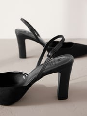 Black Premium Square Toe Slingback Heels - Image 7 of 9