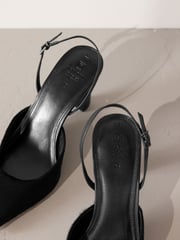 Black Premium Square Toe Slingback Heels - Image 8 of 9