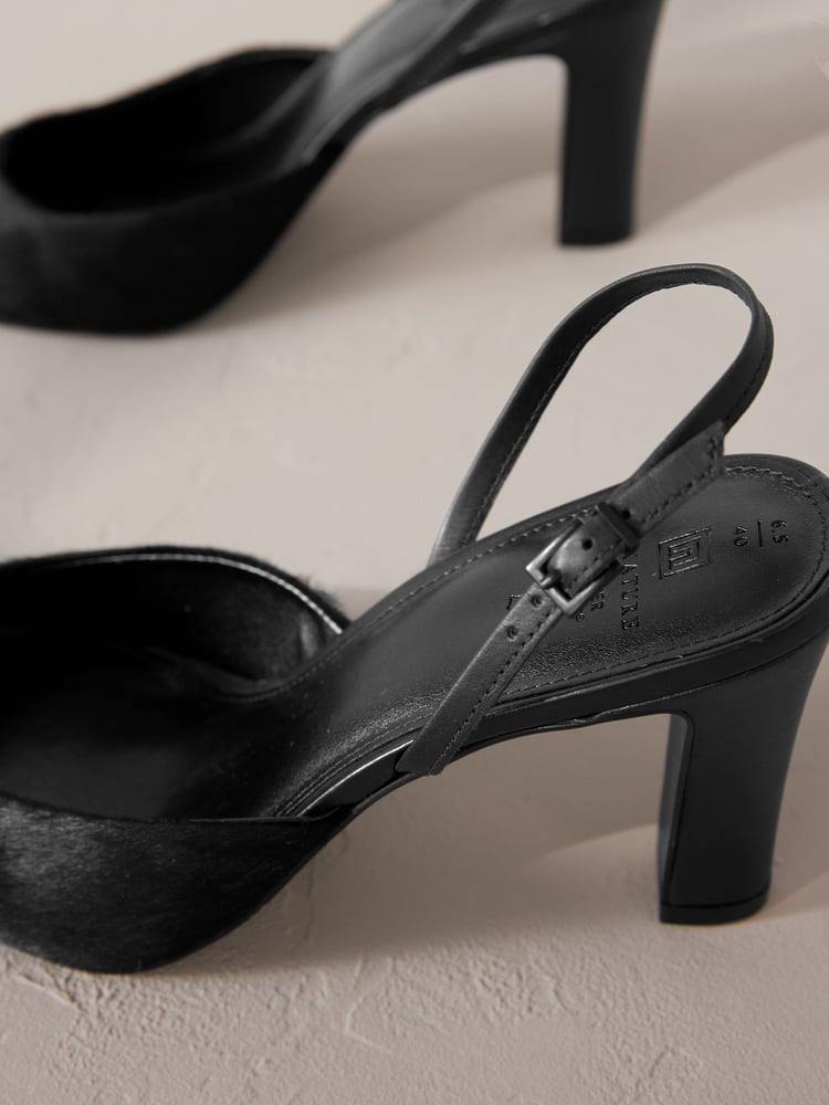 Black Premium Square Toe Slingback Heels - Image 9 of 9