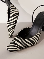 Zebra Premium Square Toe Slingback Heels - Image 8 of 8