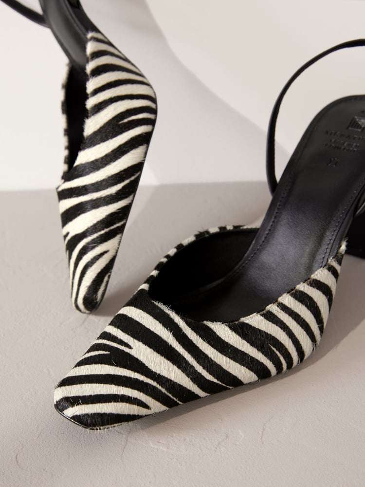 Zebra Premium Square Toe Slingback Heels - Image 8 of 8