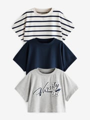 Blue/Grey Boxy T-Shirts 3 Pack (3-16yrs) - Image 1 of 7