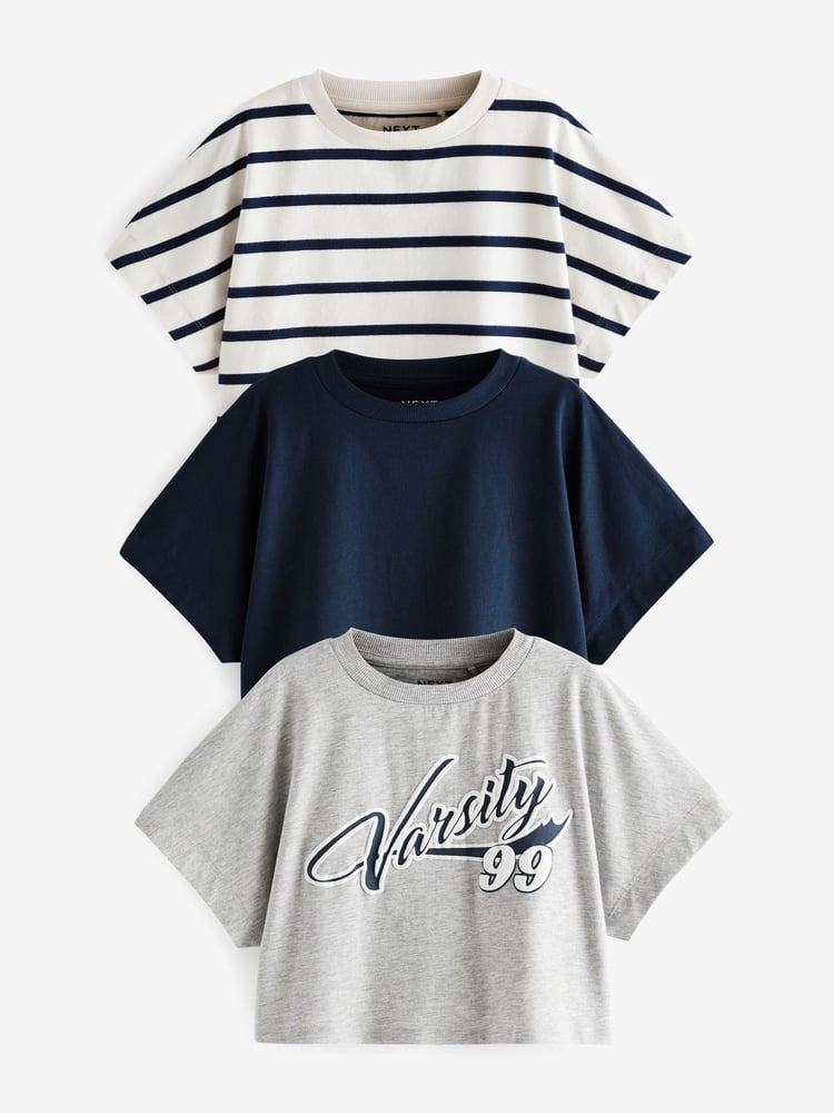 Blue/Grey Boxy T-Shirts 3 Pack (3-16yrs) - Image 1 of 7