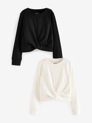 Black/White Front Knot Tops 2 Pack (3-16yrs) - Image 1 of 9