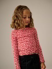Red Ditsy Long Sleeve Rib T-Shirt 3 Pack (3-16yrs) - Image 2 of 10