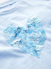 Blue/White Sequin Heart Boxy 100% Cotton Long Sleeve T-Shirts 3 Pack (3-16yrs) - Image 11 of 11