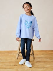 Blue/White Sequin Heart Boxy 100% Cotton Long Sleeve T-Shirts 3 Pack (3-16yrs) - Image 3 of 11