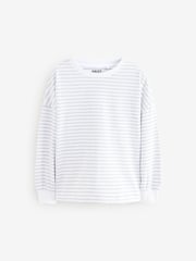 Blue/White Sequin Heart Boxy 100% Cotton Long Sleeve T-Shirts 3 Pack (3-16yrs) - Image 7 of 11