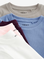 Multi 5 Pack Ribbed Long Sleeve Tops (3-16yrs) - Image 8 of 8