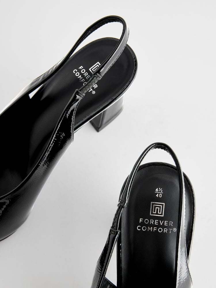 Black Forever Comfort® Point Toe Slingback Heel Shoes - Image 10 of 10