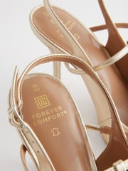 Gold Forever Comfort® Leather T-Bar Point Toe Heels - Image 7 of 8