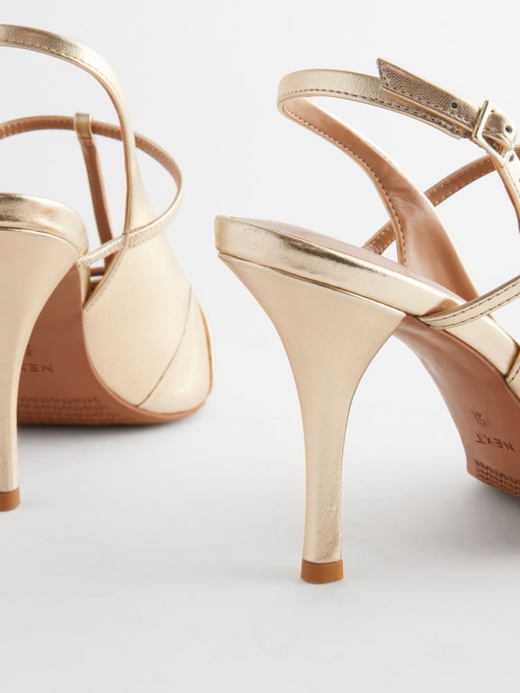 Gold Forever Comfort® Leather T-Bar Point Toe Heels - Image 8 of 8