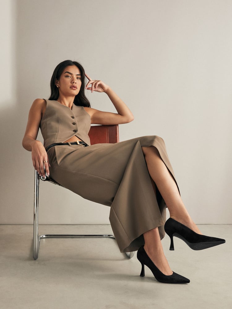 Black Forever Comfort® Leather Chisel Toe Heel Court Shoes - Image 2 of 7