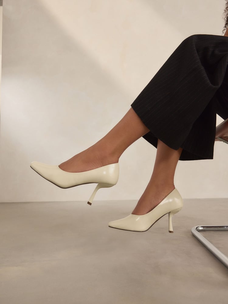 White Forever Comfort Angled Square Toe Heels - Image 1 of 9