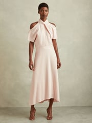 Reiss Nude Andressa Twist Neck Cut Out Midi Dress - Image 1 of 6