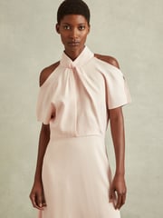 Reiss Nude Andressa Twist Neck Cut Out Midi Dress - Image 3 of 6