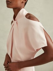 Reiss Nude Andressa Twist Neck Cut Out Midi Dress - Image 4 of 6