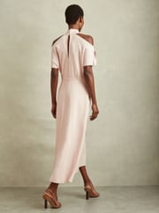 Reiss Nude Andressa Twist Neck Cut Out Midi Dress - Image 5 of 6