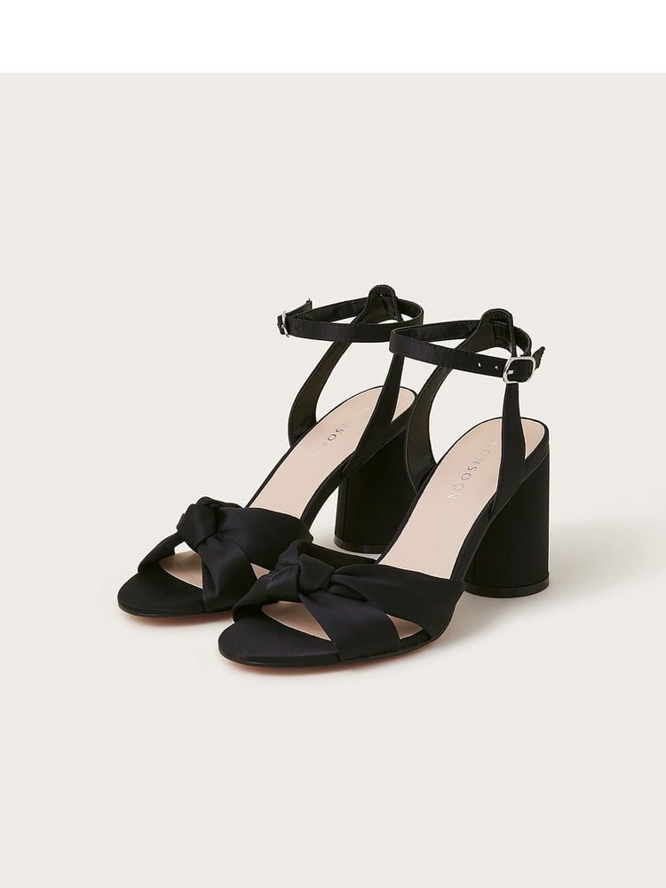 Monsoon Black Knot Front Block Heel Sandals - Image 1 of 3