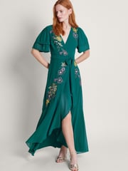 Monsoon Green Wanda Floral Embellished Dress - Image 1 of 4