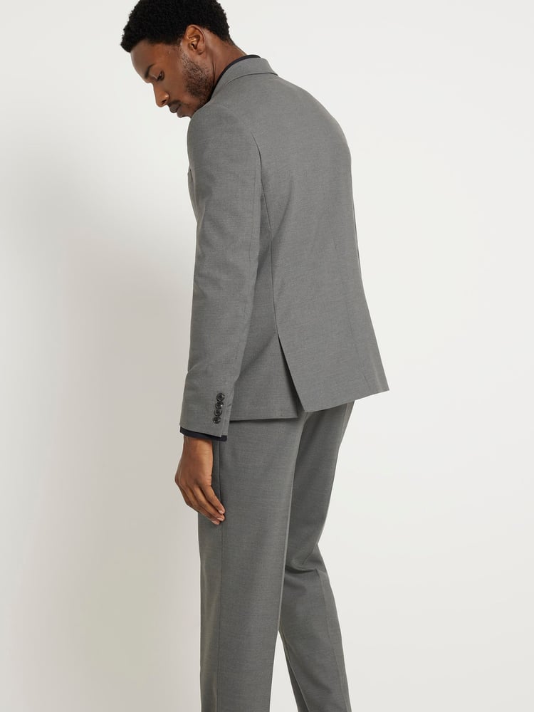 River Island Grey Chrome Slim Fit Plain Suit Jacket - Image 2 of 4
