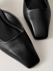 Black Premium Forever Comfort® Leather Square Toe Kitten Mules - Image 4 of 5