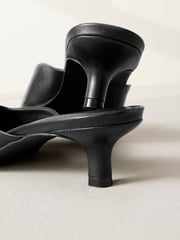 Black Premium Forever Comfort® Leather Square Toe Kitten Mules - Image 5 of 5
