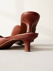 Brown Premium Forever Comfort® Leather Square Toe Kitten Mules - Image 5 of 5