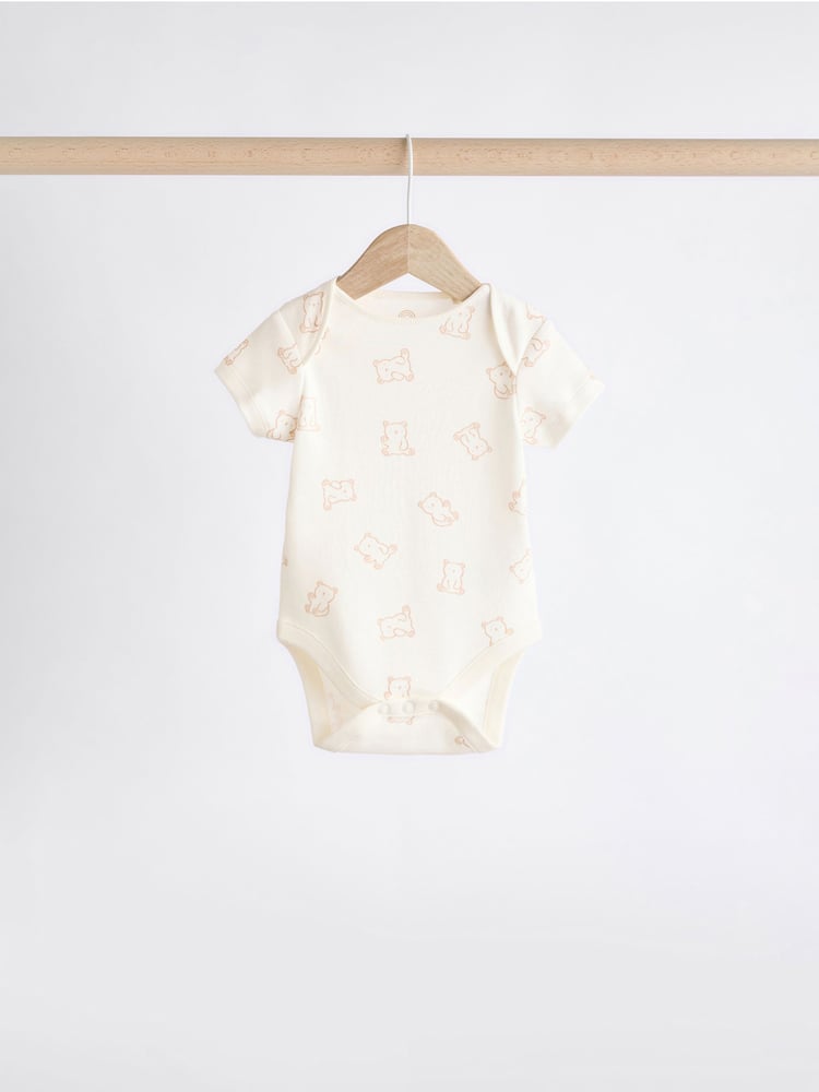 Neutral Baby Short Sleeves Bear Bodysuits 5 Pack - Image 2 of 12