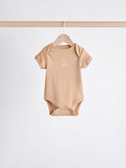 Neutral Baby Short Sleeves Bear Bodysuits 5 Pack - Image 3 of 12
