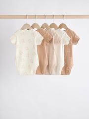 Neutral Baby Short Sleeves Bear Bodysuits 5 Pack - Image 6 of 12