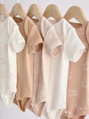 Neutral Baby Short Sleeves Bear Bodysuits 5 Pack - Image 8 of 12