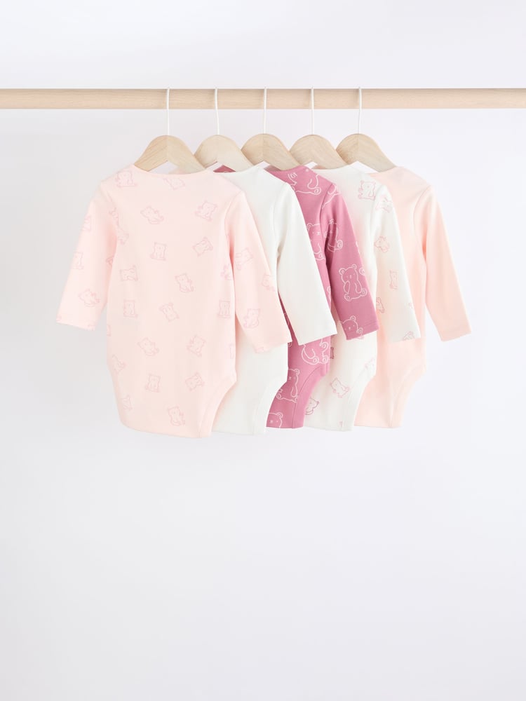 Pink Baby 100% Cotton Bodysuits 5 Pack - Image 2 of 12