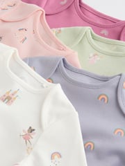Multi 5 Pack Baby Long Sleeve 100% Cotton Pastel Bodysuits 7 Pack - Image 10 of 13