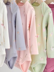 Multi 5 Pack Baby Long Sleeve 100% Cotton Pastel Bodysuits 7 Pack - Image 9 of 13