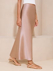 Lipsy Rose Satin Bias Cut Midi Skirt - Image 3 of 4