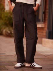 Charcoal Grey Barrel 100% Cotton Trousers - Image 1 of 4