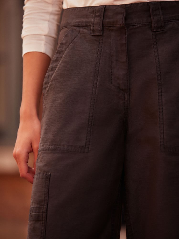 Charcoal Grey Barrel 100% Cotton Trousers - Image 4 of 4