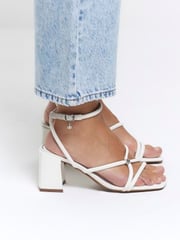 River Island White Clipped Tubular Heeled Sandals - Image 1 of 5