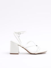 River Island White Clipped Tubular Heeled Sandals - Image 2 of 5