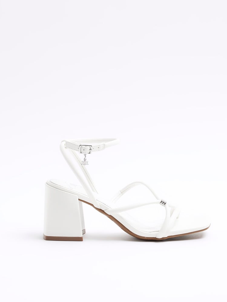 River Island White Clipped Tubular Heeled Sandals - Image 2 of 5