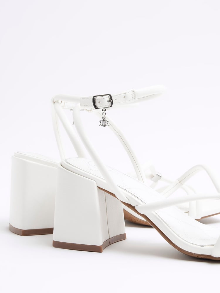 River Island White Clipped Tubular Heeled Sandals - Image 5 of 5