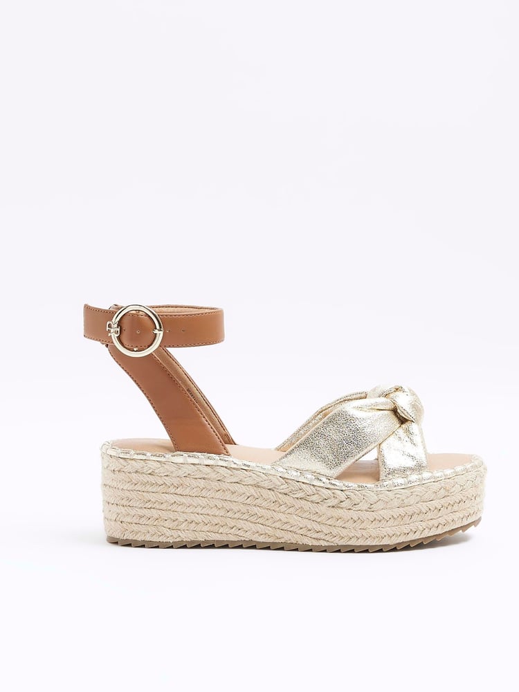 River Island Gold Espadrille Sandals - Image 2 of 5 River Island Gold Espadrille Sandals - Image 2 of 5
