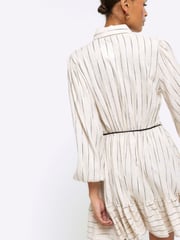 River Island Beige Long Sleeve Belted Shirt Dress - Image 2 of 5