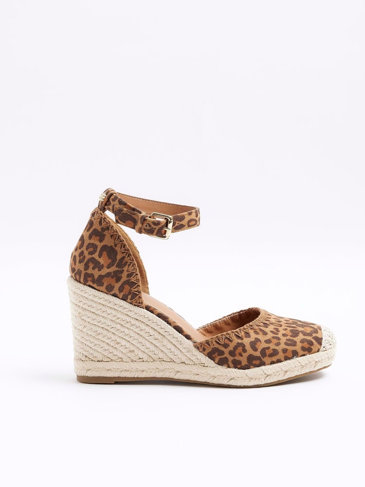 River Island Brown Leopard Espadrille Wedge Sandals - Image 2 of 5 River Island Brown Leopard Espadrille Wedge Sandals - Image 2 of 5