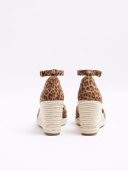 River Island Brown Leopard Espadrille Wedge Sandals - Image 4 of 5